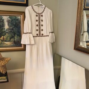 Andrew Gn Off-White Embellished Cady Evening Gown Dress 48 L XL XXL